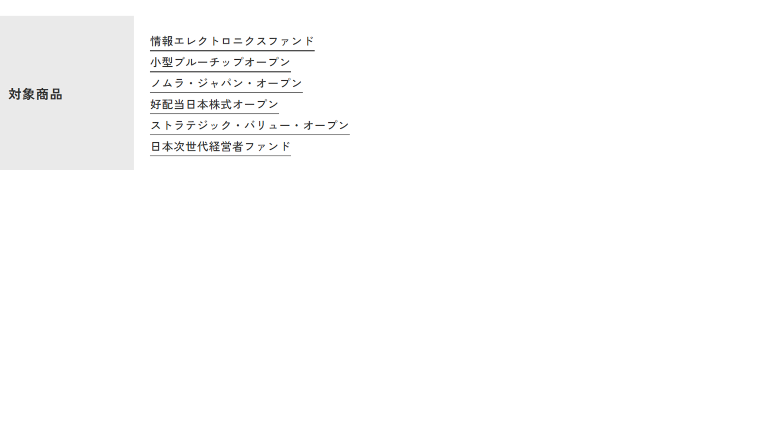 対象ファンド一覧