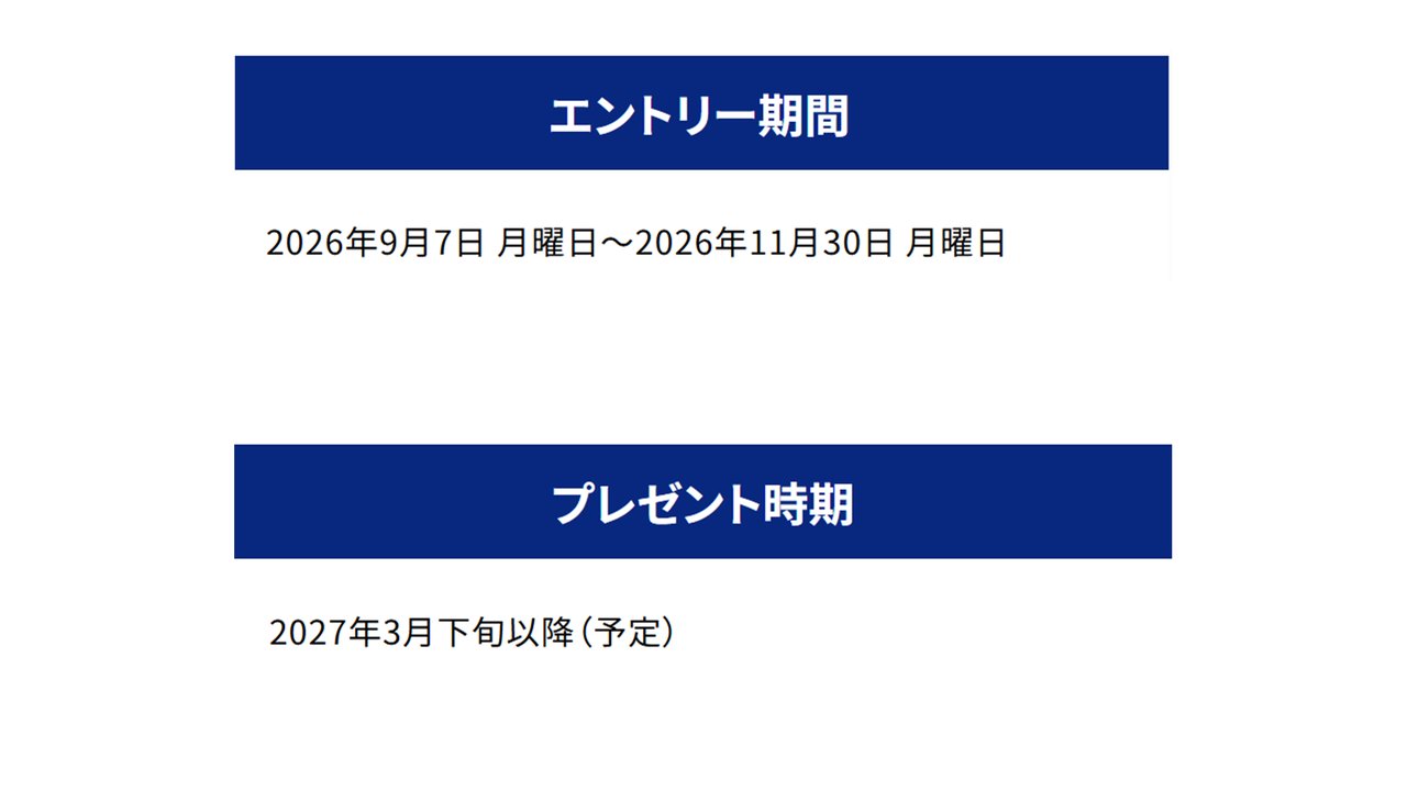 特典2のエントリー期間とプレゼント時期