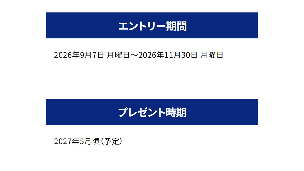 特典1のエントリー期間とプレゼント時期
