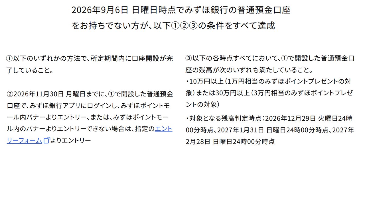 特典1の条件1から条件3までの詳細