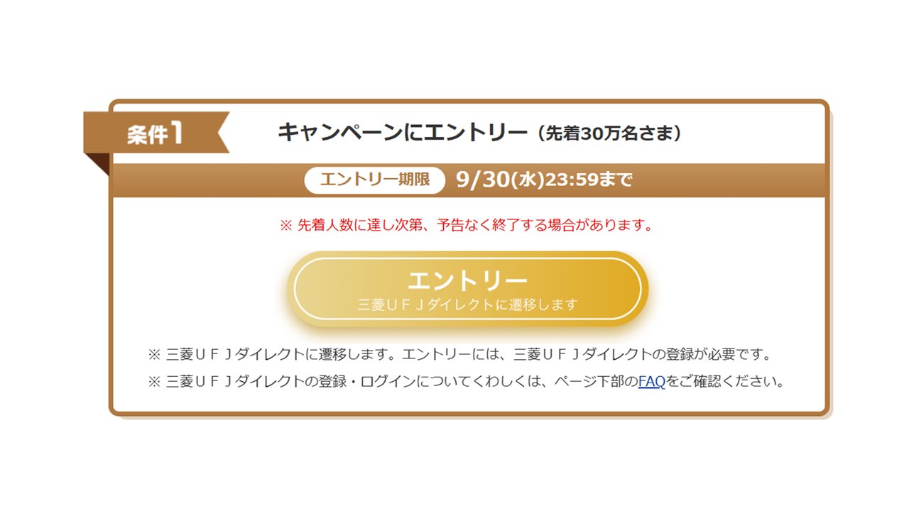 条件1 キャンペーンにエントリー