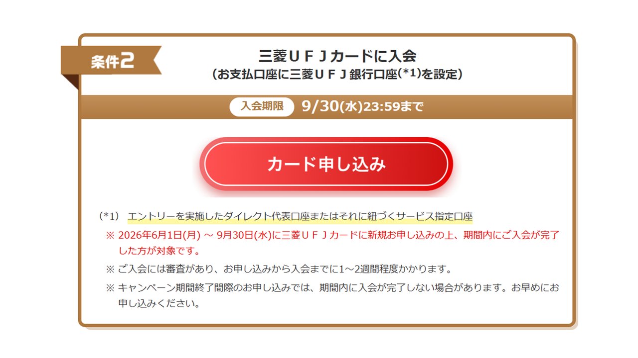 条件2 三菱UFJカードに入会