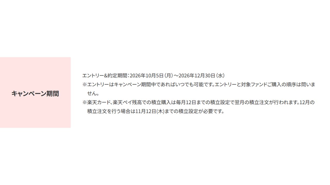 キャンペーン期間 2026年10月5日から12月30日